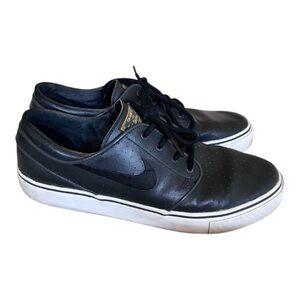 Nike SB Stefan Janoski Low-Top Black Leather Skate Shoes Men Size 8